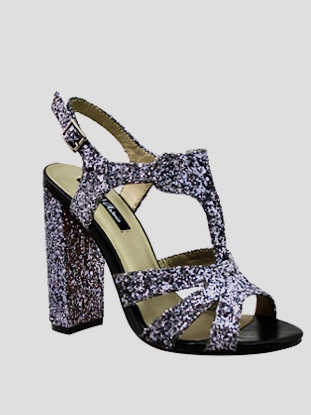 Michael Antonio Lilac Glitter Gallia Block Heel Slingback Sandal